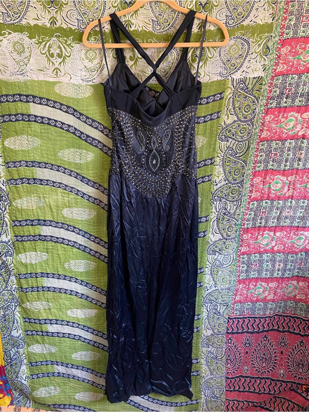 RARE Y2K Sue Wong Nocturne Black Old Hollywood Whimsigoth Silk Beaded Gown 6 - Picture 12 of 16